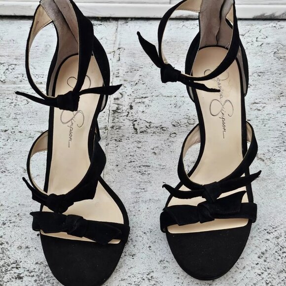 Jessica Simpson Women Heel Pump Sandal Black Suede Upper JS Kaycie Size 8.5M 39 - Picture 5 of 13